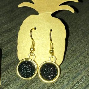 Black & gold druzy earrings. Handmade by a friend.